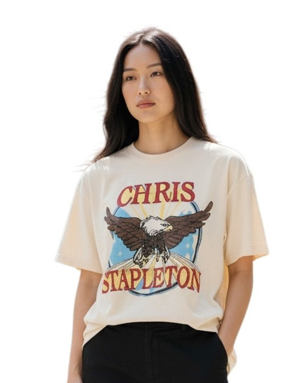 Daydreamer $92 Chris Stapleton Eagle Cotton Tan Graphic T-Shirt Size M